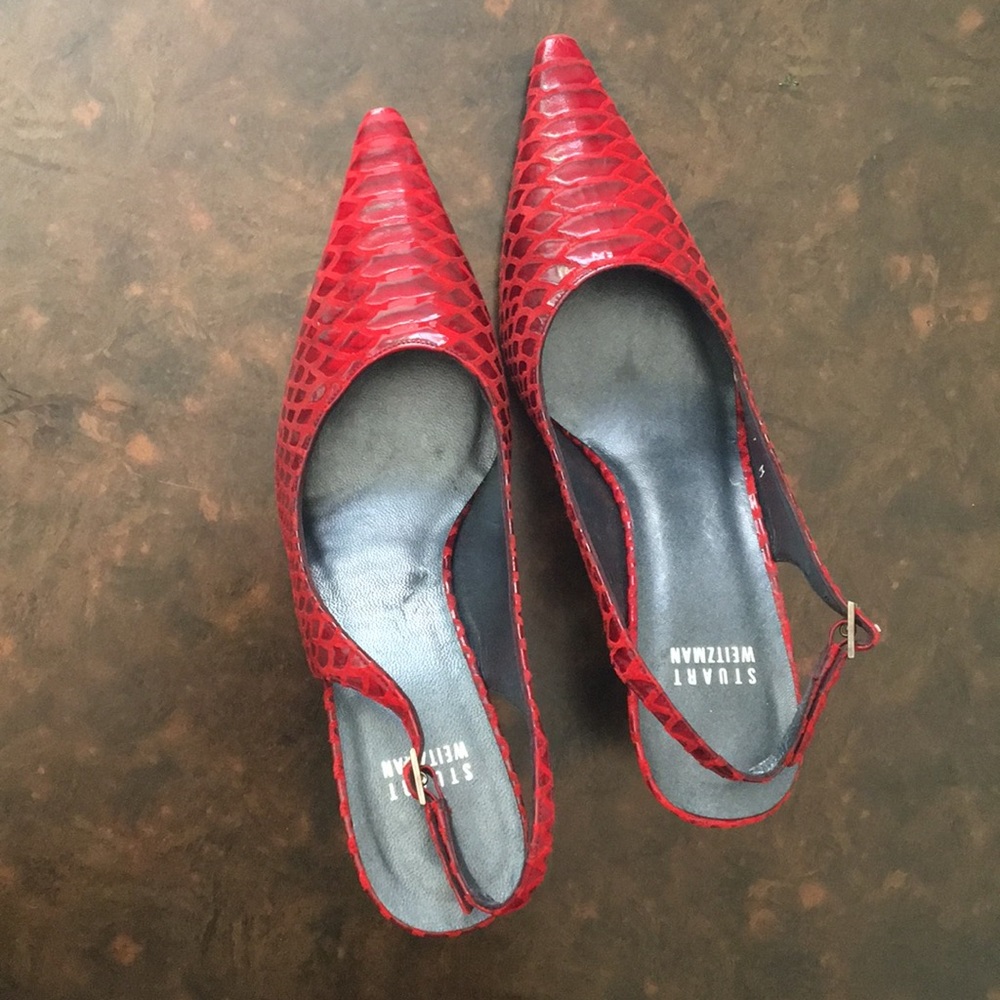 Stuart Weiztman Red Snake Skin.